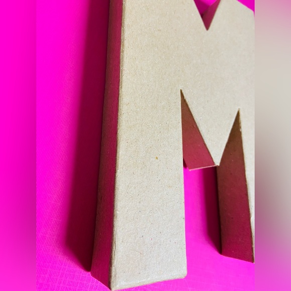 NWT. Block chunky paper mache letter “M”. Natural tan color. - Picture 2 of 4